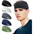 thumbnail image 1 of Headbands for Men Women (5Pack), Running Headbands Moisture Wicking Workout Sweatband Sports Headband for Cycling Basketball Yoga Fitness, 1 of 7