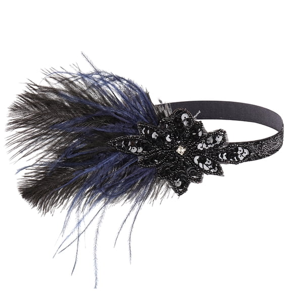 Headbands for Women 1920s Flapper Rhinestone Black Cocktail Party Elastic Hair Wrap Accessory Womens Headbands