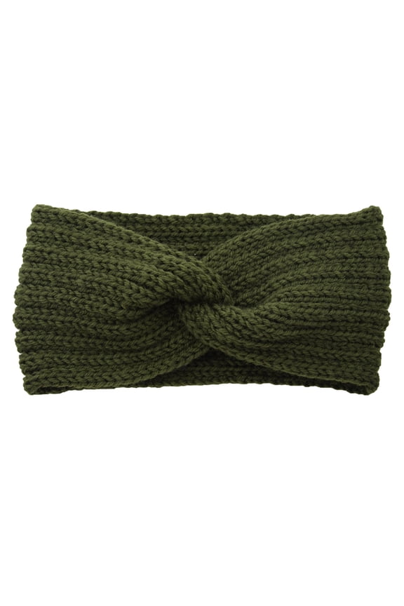 Hair Ties Soft Headbands Cable Hairbands Knit Ear Winter Women Headband Stretch Warmer Headband Hair Accessories Army Green