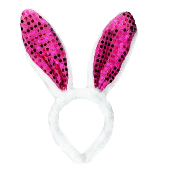 Headbands for Women Easter Sequin Rabbit Ear Hairband Bandanas for Women Pink One Size