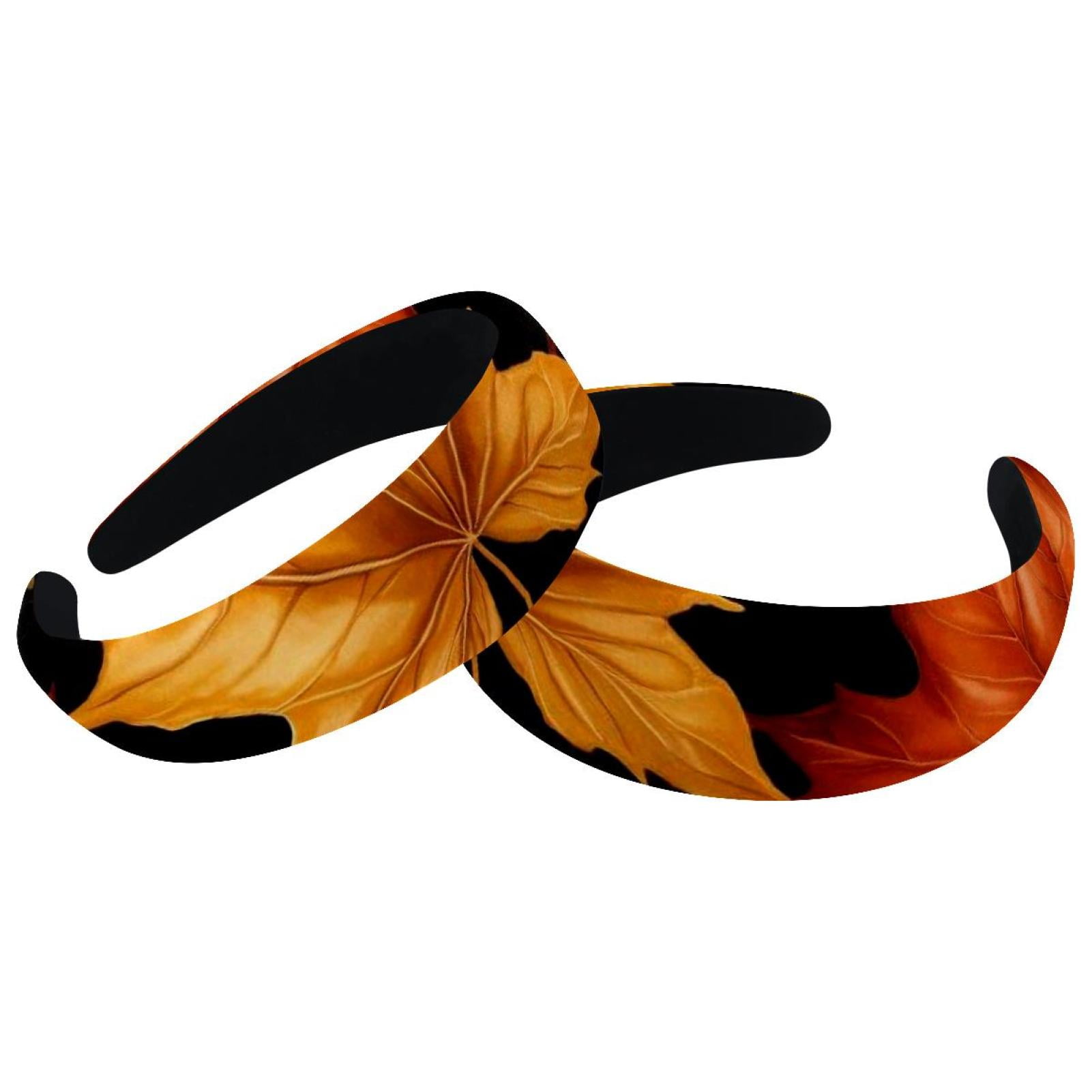Headbands for Women Girls 2 Packs Padded Headbands Maple Leaves Fashion
