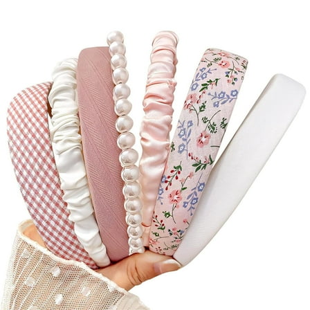 Headbands for Women, 7 Pcs Floral Pearl Headband, Non Slip Girls Hair Accessories