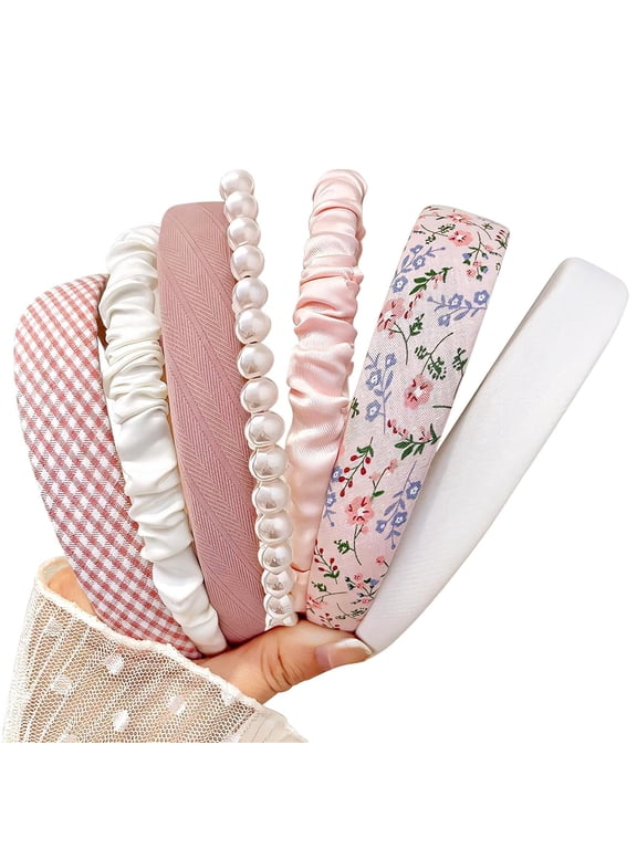 Headbands for Women, 7 Pcs Floral Pearl Headband, Non Slip Girls Hair Accessories