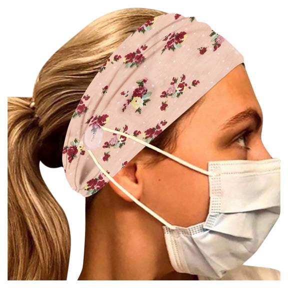 Headbands for Women Girls Button Headband Facemask Holder Wearing Mask Protect Ears Hair Bands Accessories