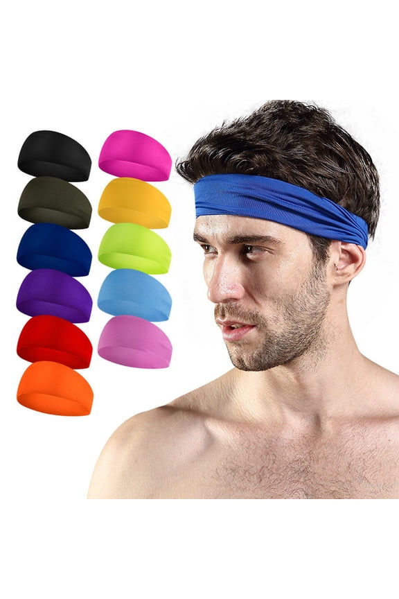 Headbands for Women Men LSQii Adjustable Elastic Solid Color Head Wrap Black Hair Band Bandana Wicking Absorbing for Outdoor Workout Running Sports