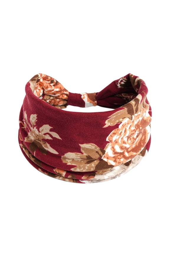 Headbands for Women Men LSQii Wide Hair Band Bandana Wicking Adjustable Elastic Floral Print Head Wrap for Outdoor Workout Sport Travel