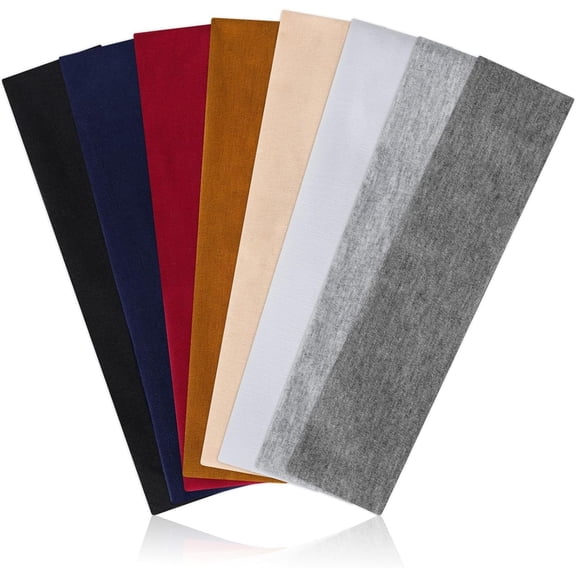 Headbands for Women Non Slip, Stretchy Headband for Workout Yoga Running, Bands for Women's Hair - 8 Pack