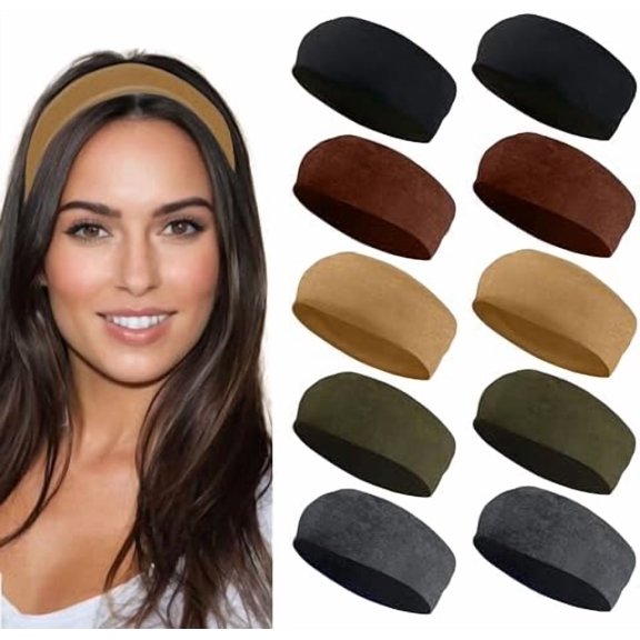 Headbands for Women Stretch Fashion Bands 10 Pack Non-Slip Wraps for , , Yoga, Pilates, Running, Gym Headband, Workouts (Earth )