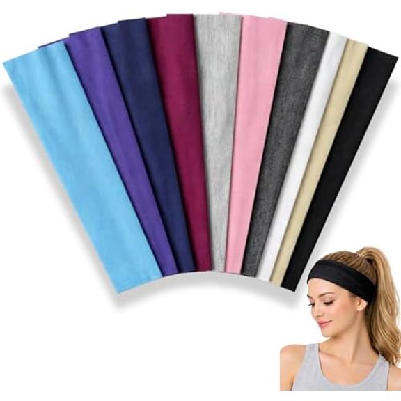 Headbands for Women Stretch Fashion Bands 10 Pack Non-Slip Wraps for , , Yoga, Pilates, Running, Gym Headband, Workouts (Variety)
