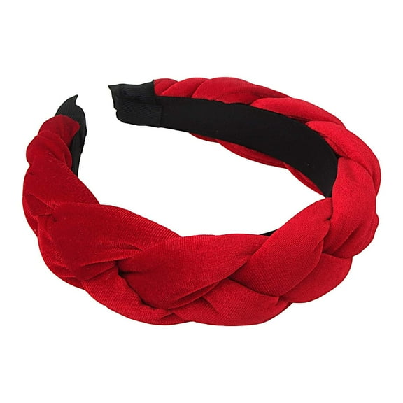 Headbands for Women Velvet Braided Headbands Fashion Hairband Criss Cross Hair Accessories,1 PCS braid headbands for women（Red)