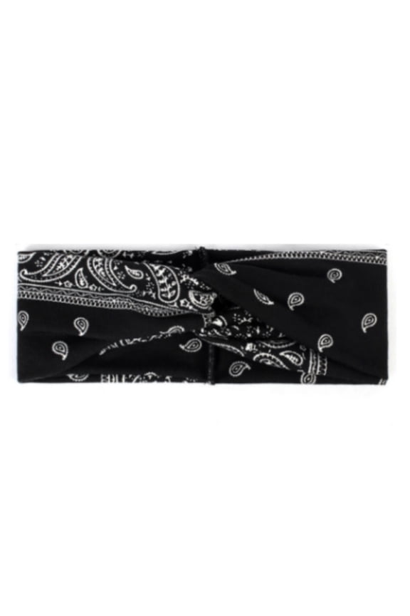 Protective Ear Button Headbands - Black Paisley