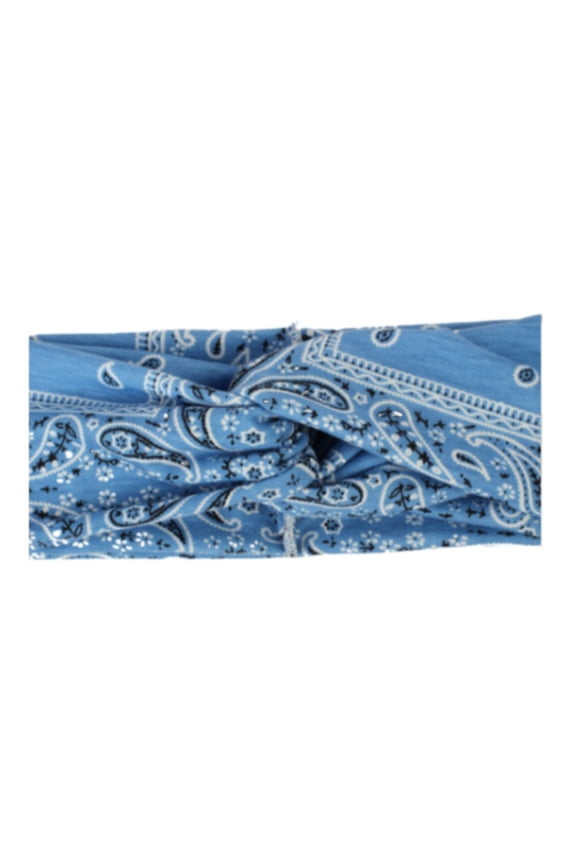 Protective Ear Button Headbands - Blue Paisley