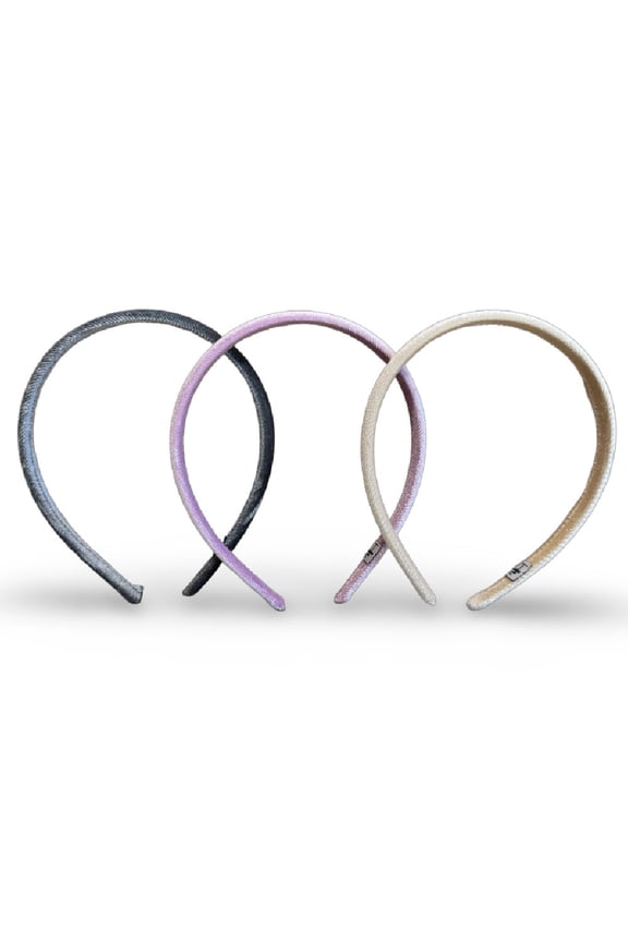 Women's Classic Thin Padded Headband Set | Tan, Purple and Grey