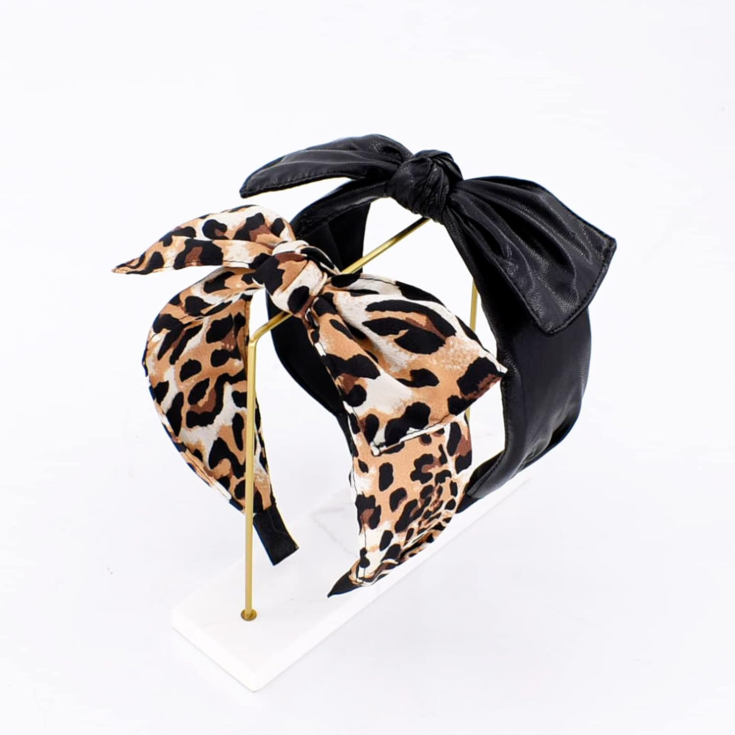 Leopard and Black Leather Bow Headbands Amazon.com : Leopard Print Headband for Women Girls, Wide  main image 2