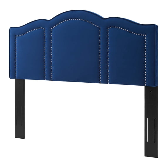 Headboard, Full Queen Size, Velvet, Blue Navy, Modern Contemporary Urban Design, Bedroom Master Guest Suite