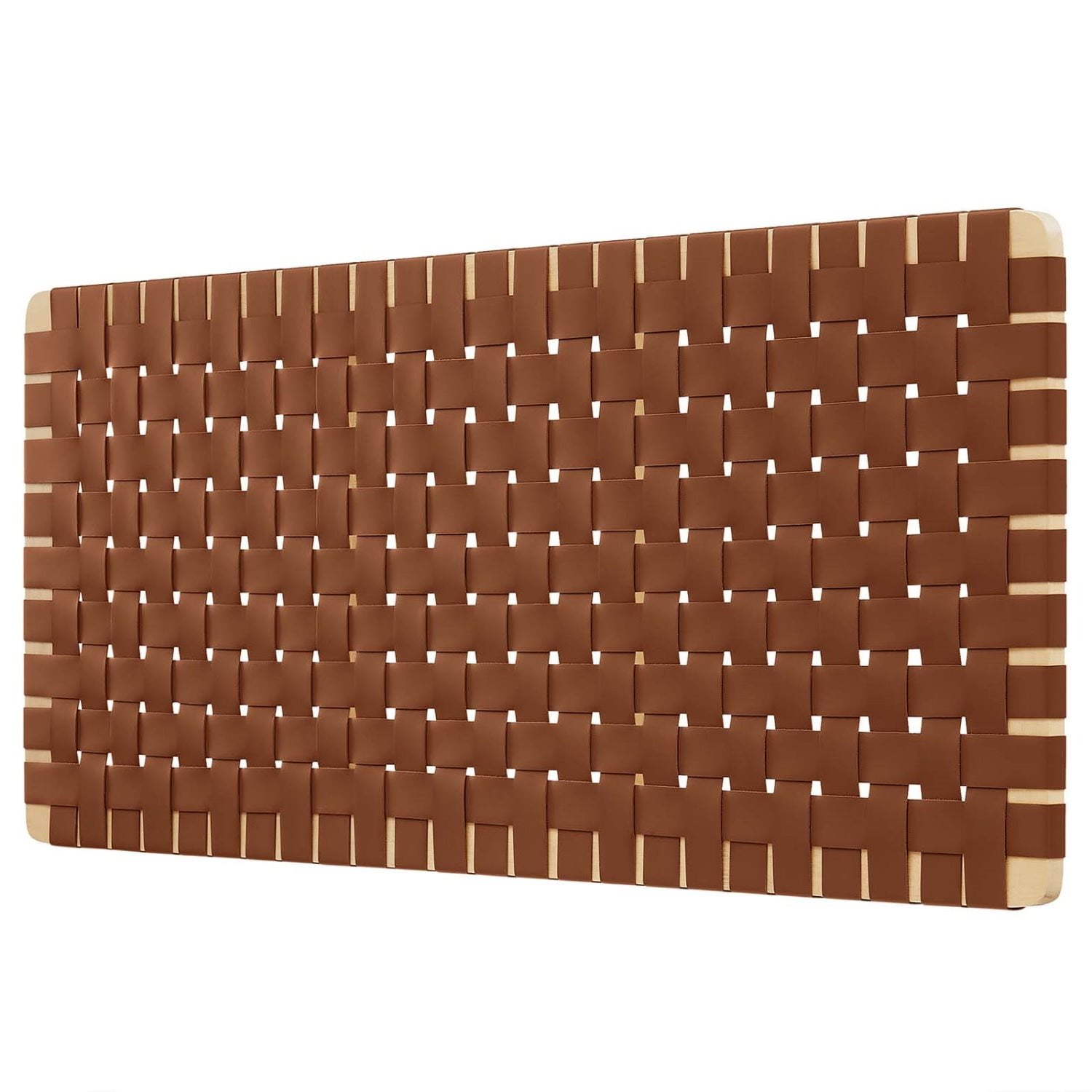 Headboard, Full Size, Brown Natural, Vegan Leather, Bedroom, Modern Contemporary HB36753