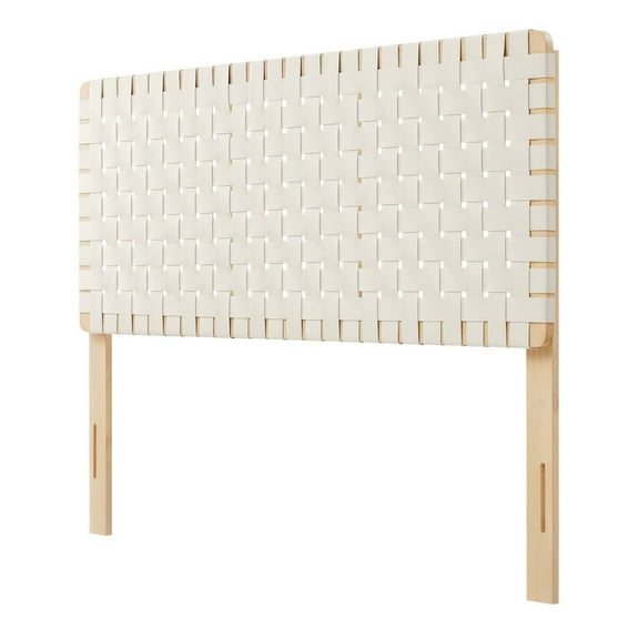 Headboard, Full Size, Natural Beige, Vegan Leather, Bedroom, Modern Contemporary HB36756