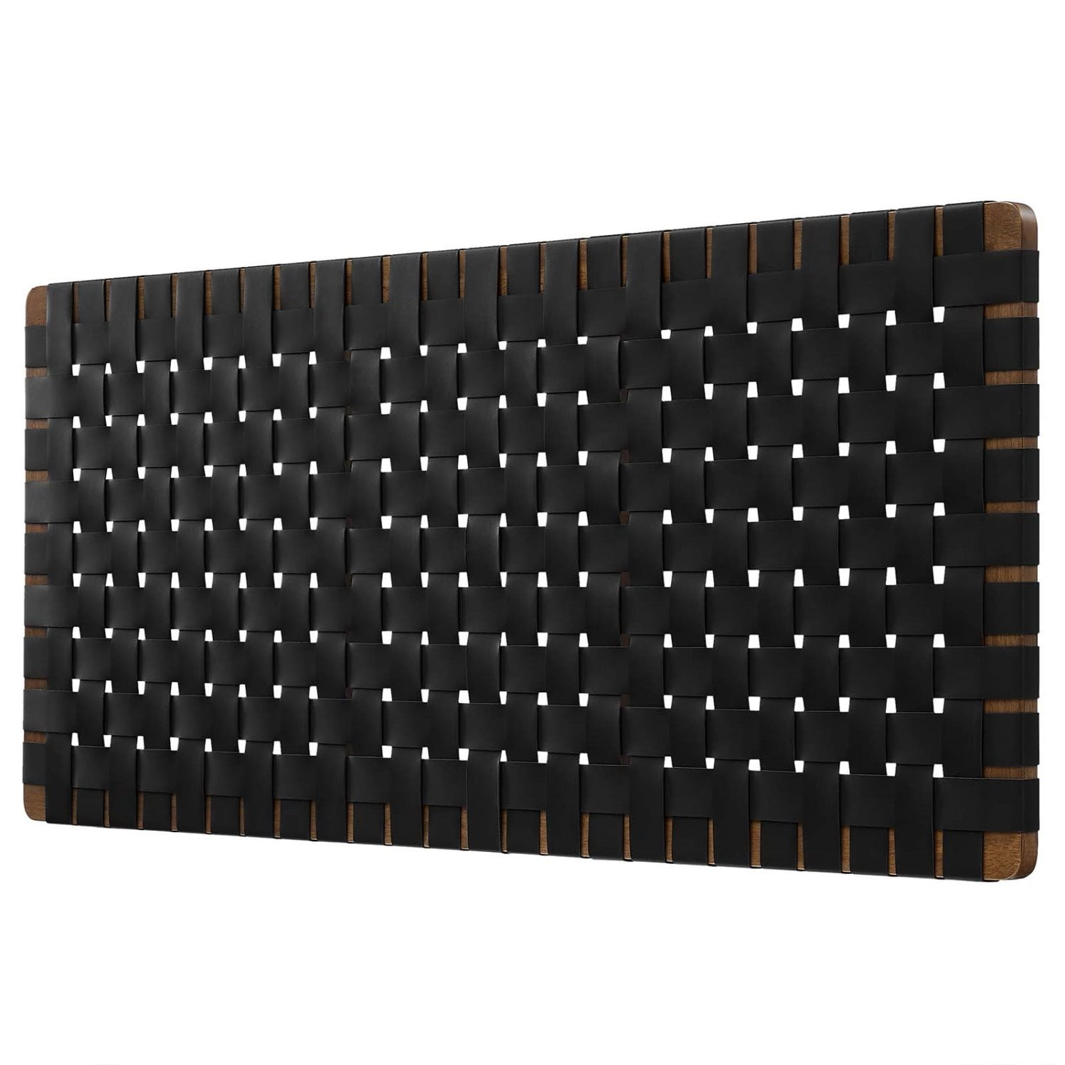 Headboard, Full Size, Walnut Black, Vegan Leather, Bedroom, Modern Contemporary HB36754