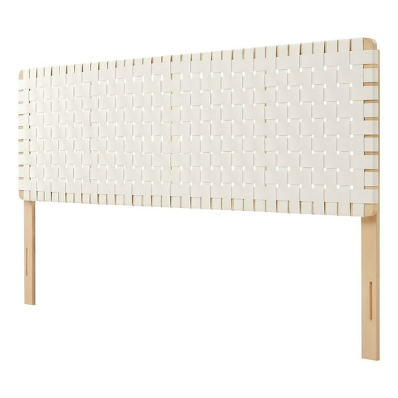 Headboard, King Size, Natural Beige, Vegan Leather, Bedroom, Modern Contemporary HB36772