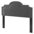 thumbnail image 1 of Headboard, Nailhead, King California Size, Charcoal Grey Gray, Velvet, Modern Contemporary, Mid Century Bedroom Master Guest Suite Room, 1 of 9