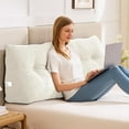 thumbnail image 1 of Headboard Pillow Queen, Triangle Pillows for Headboard, Head Board Backrest Wedge Pillow for Reading Sitting Working, Daybed Pillows with Removable Cover for Bed Dorm Sofa, Beige, 1 of 14