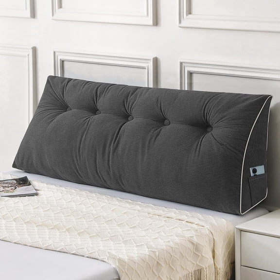 Headboard Pillow Queen, Triangular Wedge Pillow Headboard, Wedge Headboard Pillow for Bed Sofa, Daybed Pillows for Sitting up, Reading or Working with Removable Cover, Dark Grey