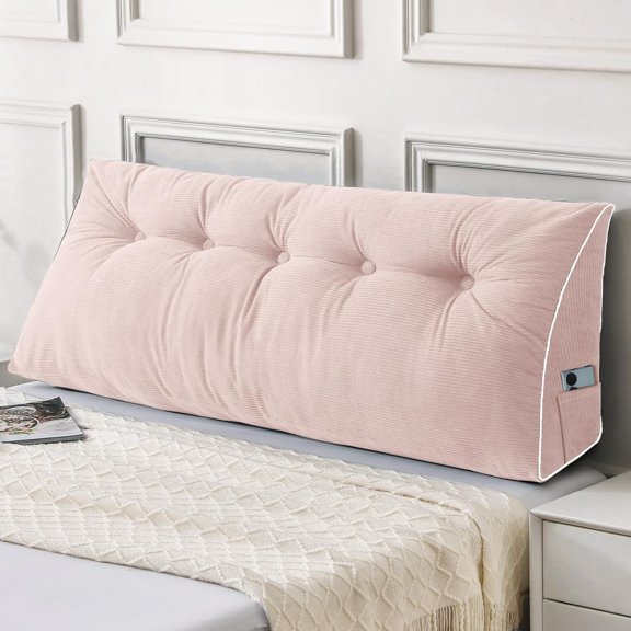 Headboard Pillow Queen, Triangular Wedge Pillow Headboard, Wedge Headboard Pillow for Bed Sofa, Daybed Pillows for Sitting up, Reading or Working with Removable Cover, Light Pink