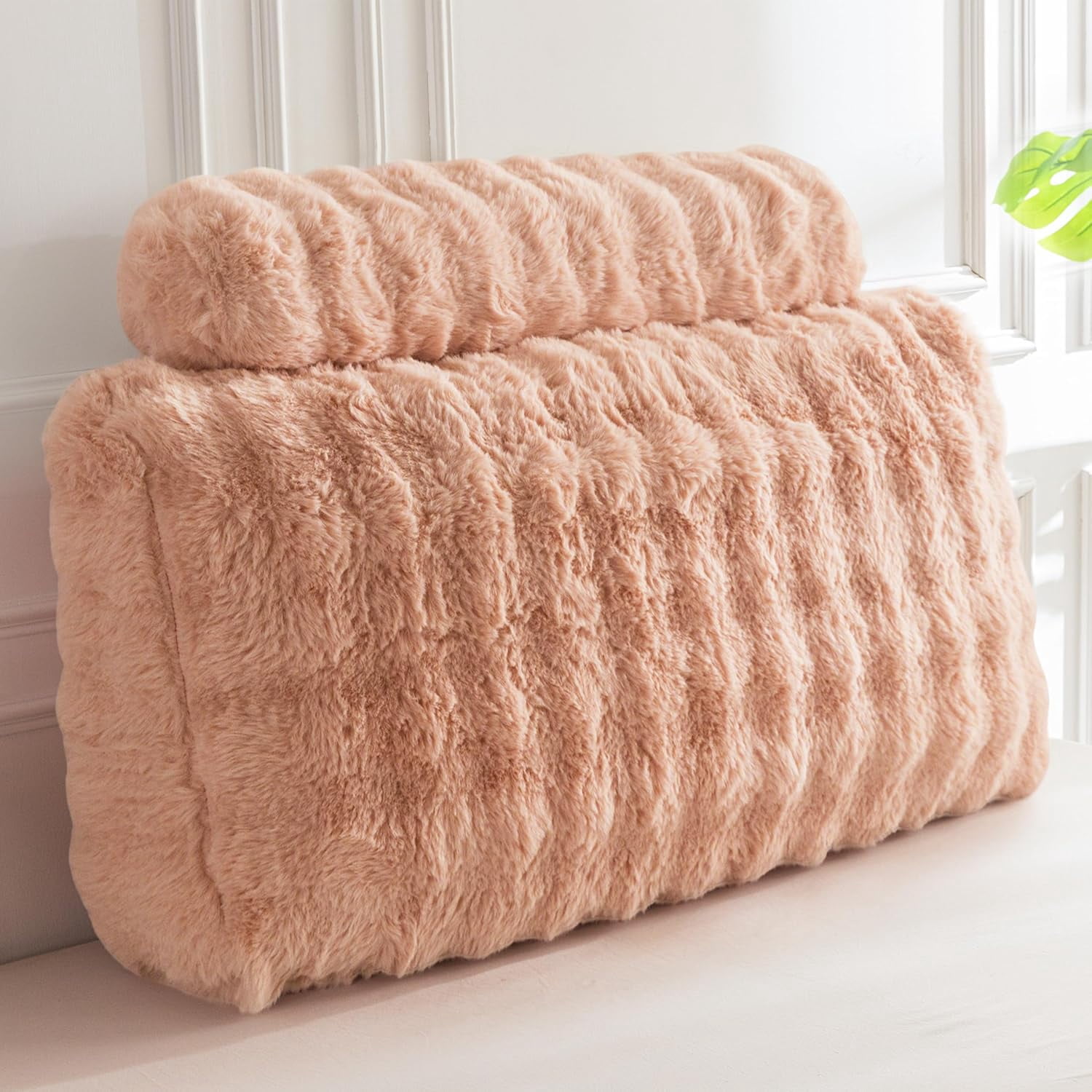 Headboard Pillow Twin,Ultra-Soft Wedge Pillow with a Cylindrical Neck Pillow,Memory Foam Filling,Back Support Pillows for Bed Sitting Up, Reading & Working, Removable Cover, 39.4"x19.7"
