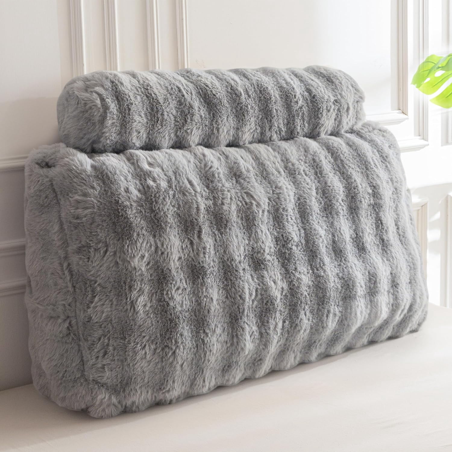 Headboard Pillow Twin,Ultra-Soft Wedge Pillow with a Cylindrical Neck Pillow,Memory Foam Filling,Back Support Pillows for Bed Sitting Up, Reading & Working, Removable Cover, 39.4"x19.7"