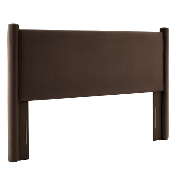 Headboard, Queen, Brown, Velvet, Hotel Bedroom, Modern Contemporary, HB38162