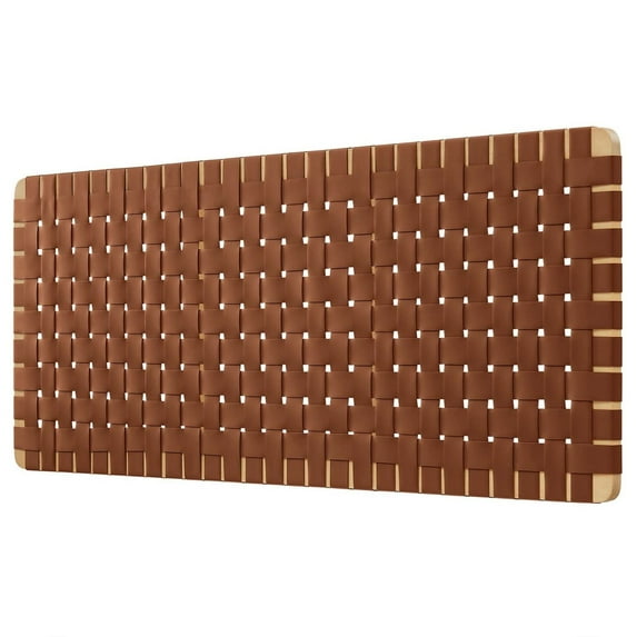 Headboard, Queen Size, Brown Natural, Vegan Leather, Bedroom, Modern Contemporary HB36761