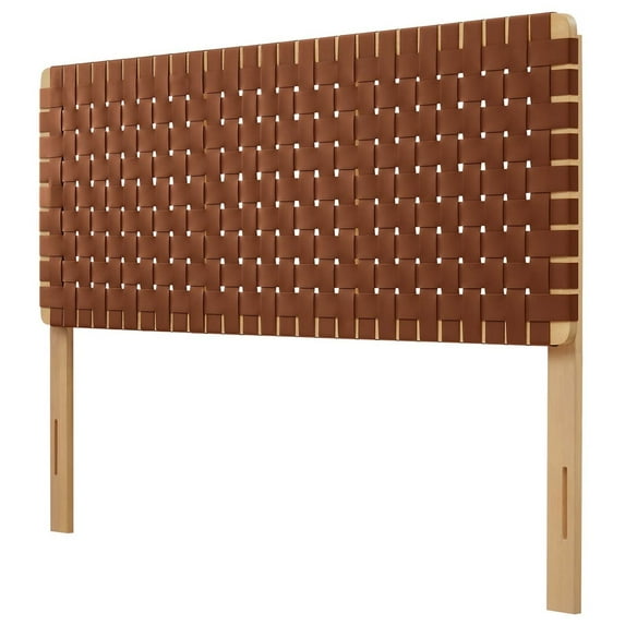 Headboard, Queen Size, Brown Natural, Vegan Leather, Bedroom, Modern Contemporary HB36765