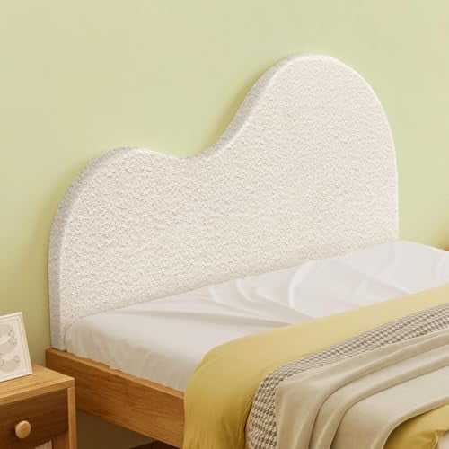 Headboard Queen Size, Creative Curved Head Board, Foam Filled Upholstered Headboards, Faux Fleece Removable and Washable Cover, Beige$$Home Decor, Kitchen, & Other