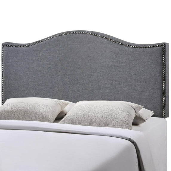Headboard, Rivet Nailhead, Queen Size, Grey Gray, Fabric, Bedroom, Modern Contemporary HB34993