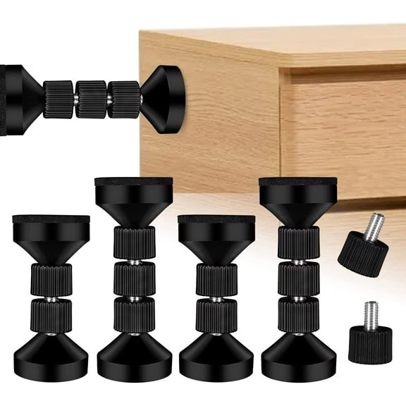 Headboard Stoppers for Wall, 4 Pack Bed Frame Wall Headboard Stoppers, Adjustable Threaded Headboard Bumper Stabilizer for Room Wall, Bed, Cabinet, Sofa (1.5"-3.9")