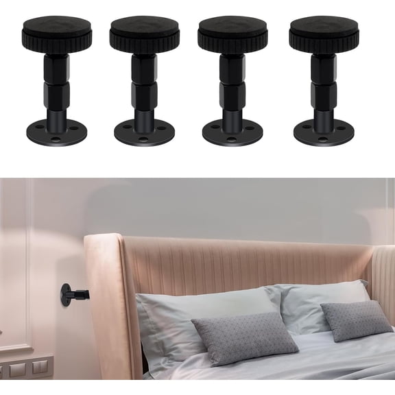 Headboard Stoppers for Wall, 4 Pack Bed Stoppers, 1.18in-2.76in Adjustable Bed Frame Anti-Shake Tool, Function as Bumpers Between The Wall and Couch, Bed Frames, and Headboards, No Creaking
