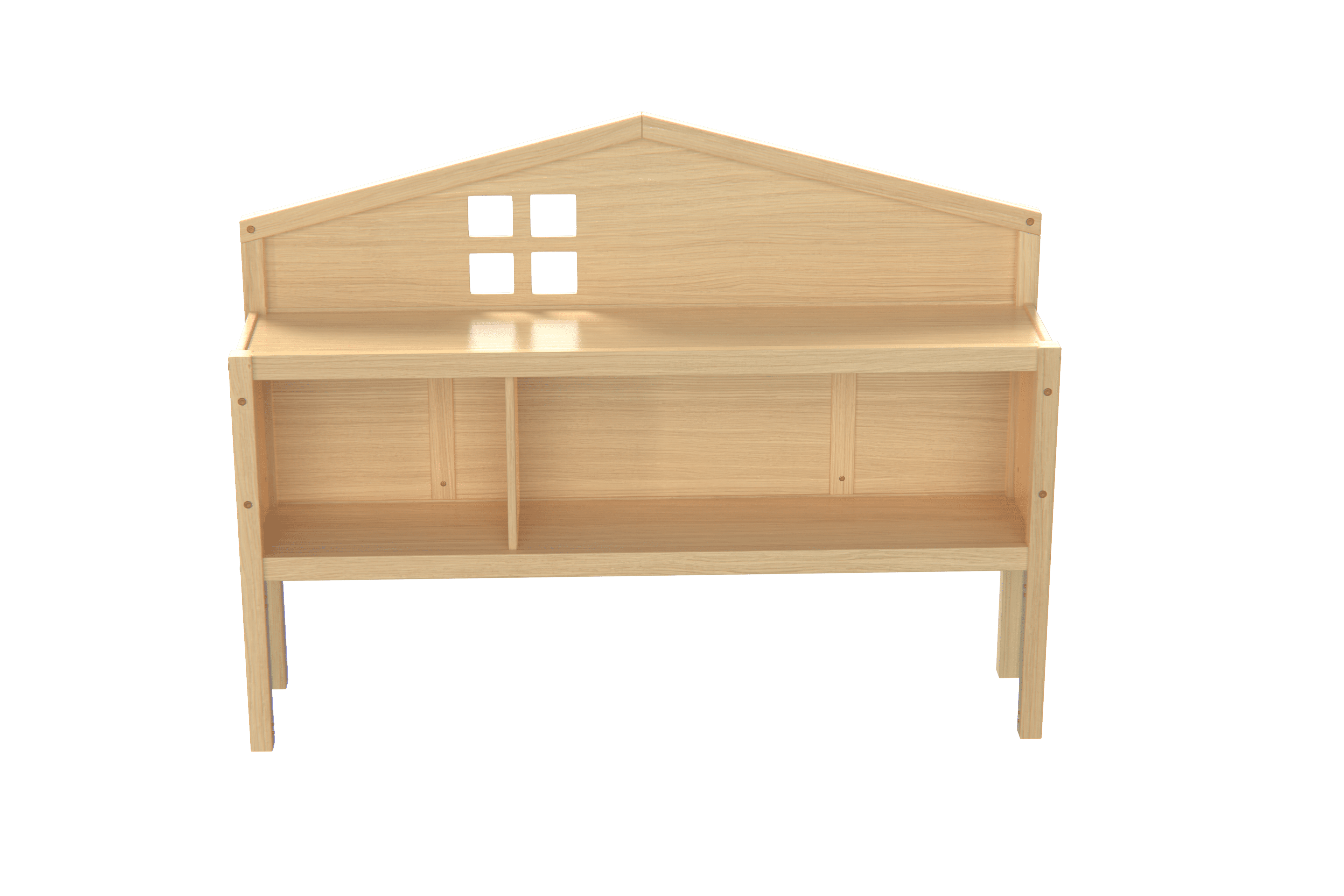 42.91" Natural Wood Montessori Headboard with Storage, Full-Size Bed Headboard with Chalkboard Back (55.79"W X 11.81"D)