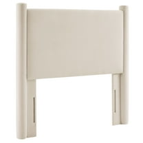 Headboard, Twin, Ivory White, Velvet, Hotel Bedroom, Modern Contemporary, HB38153