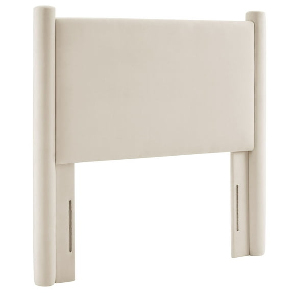 Headboard, Twin, Ivory White, Velvet, Hotel Bedroom, Modern Contemporary, HB38153