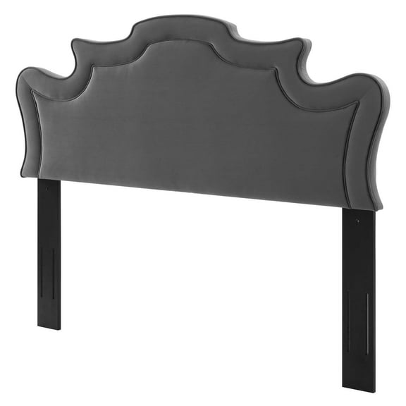 Headboard, Twin Size, Charcoal Grey Gray, Velvet, Modern Contemporary Mid-Century French Country, Mid Century Bedroom Master Guest Suite Room