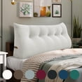 thumbnail image 1 of Headboard Wedge Pillow Bed Wedge Pillow for Headboard Bolster Reading Pillow for Bed Back Pillow for Sitting in Bed Wedge Pillow Headboard with Removable Velvet Cover (White, Queen), 1 of 7