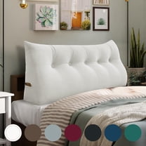 Headboard Wedge Pillow Bed Wedge Pillow for Headboard Bolster Reading Pillow for Bed Back Pillow for Sitting in Bed Wedge Pillow Headboard with Removable Velvet Cover (White, Queen)