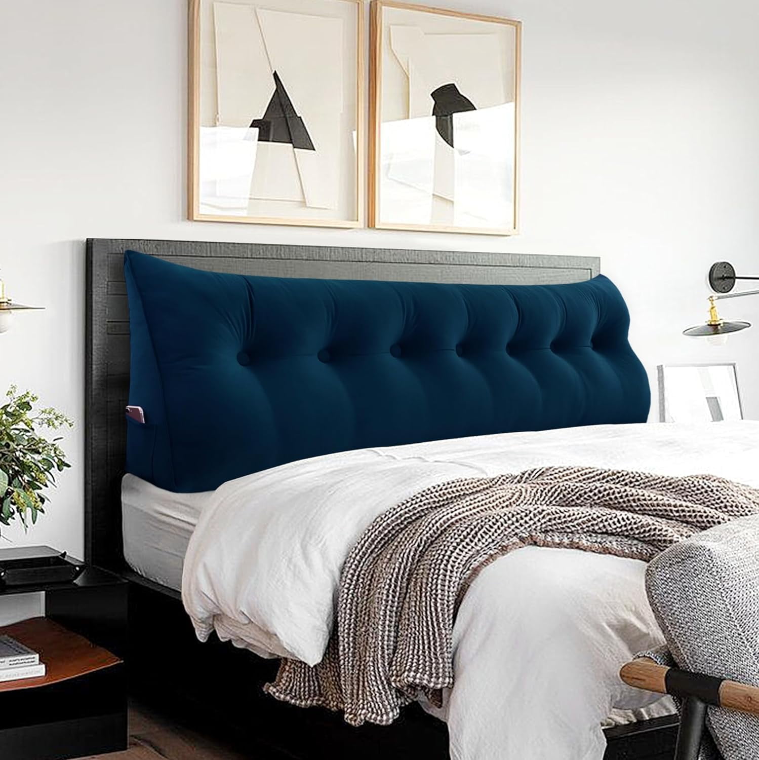 Headboard Wedge Pillow Large Bolster Triangle Reading Pillow King Size Bed Rest Back Support