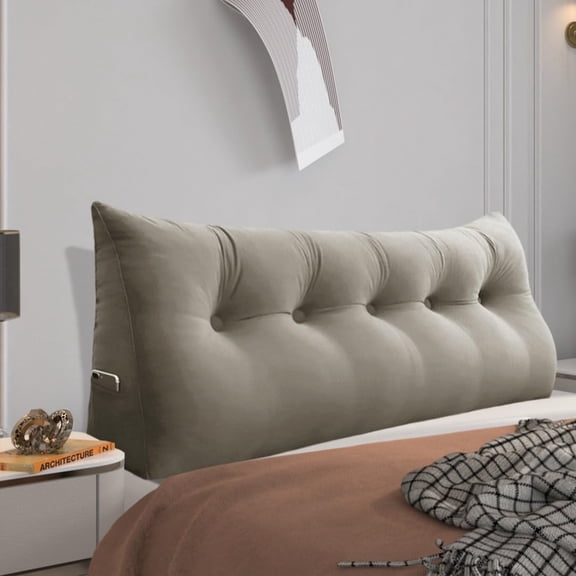 Headboard Wedge Pillow Large Bolster Triangle Reading Pillow King Size Bed Rest Back Support Pillow for Sitting up in Bed Daybed Couch Backrest Cushion Velvet