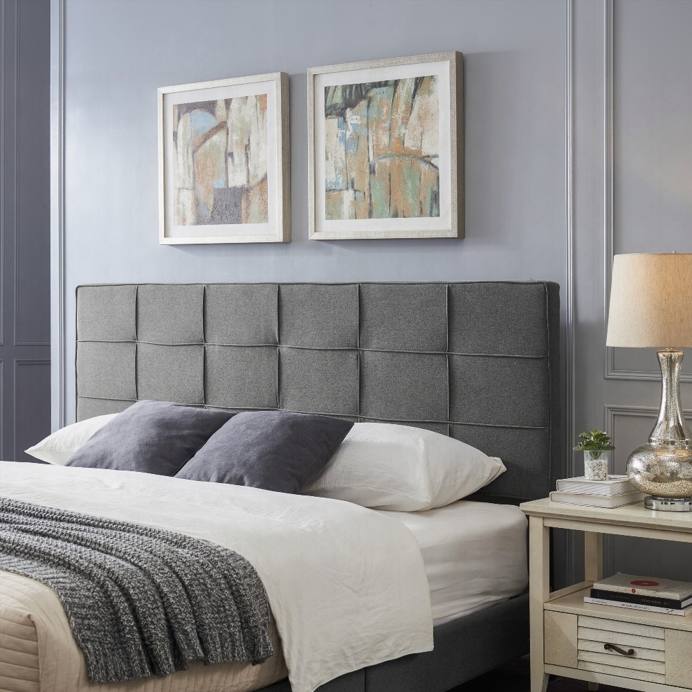 King Size metal upholstered bed frame with adjustable height for bedroom