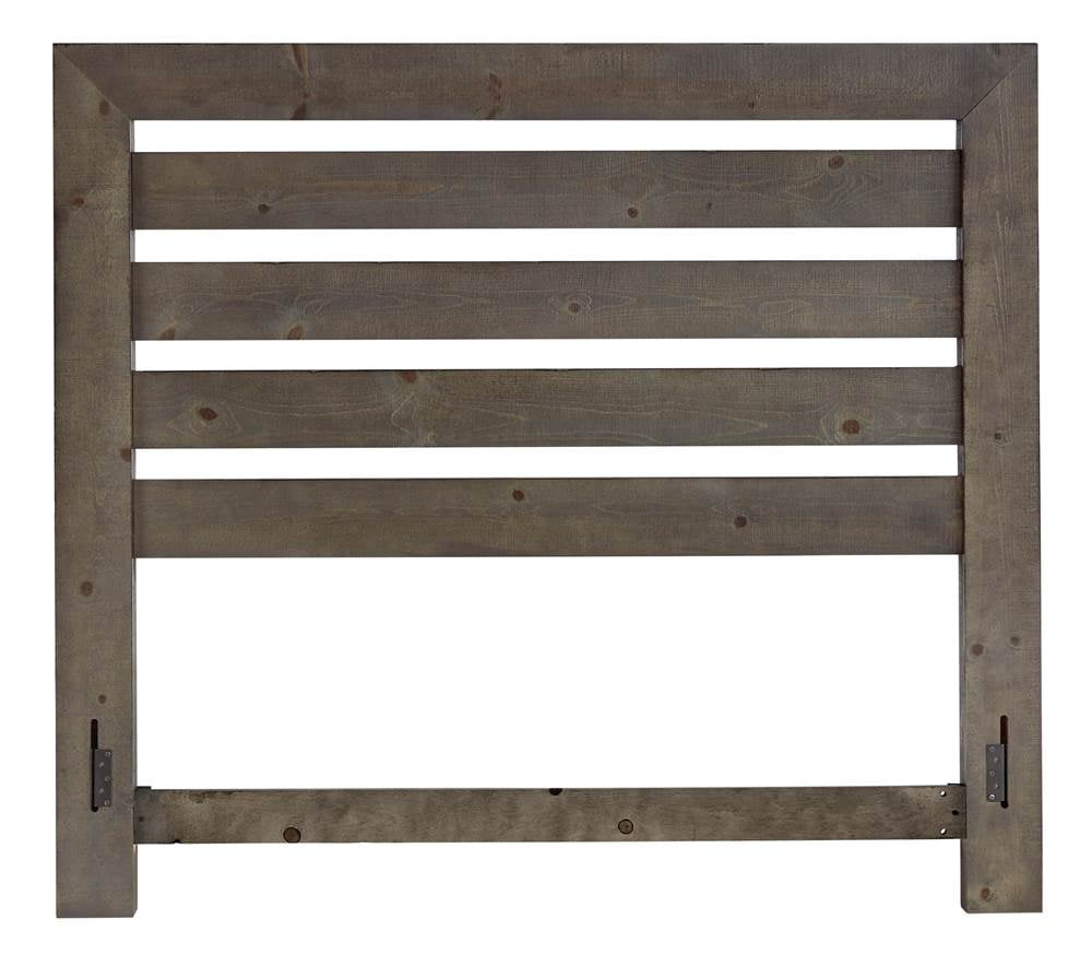 Rustic Farmhouse King Headboard in Distressed Dark Gray Pine