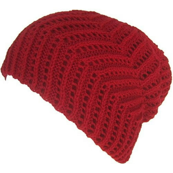 Headchange Ribbed Slouch Knit Beanie (Red)