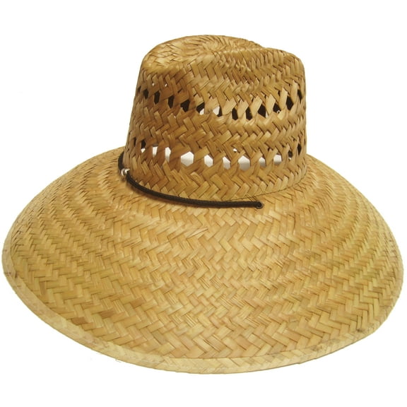 Headchange Wide Brim Lifeguard Hat Mexican Straw Beach Sun Summer Surf Safari (Medium, Brown / Self Bound)