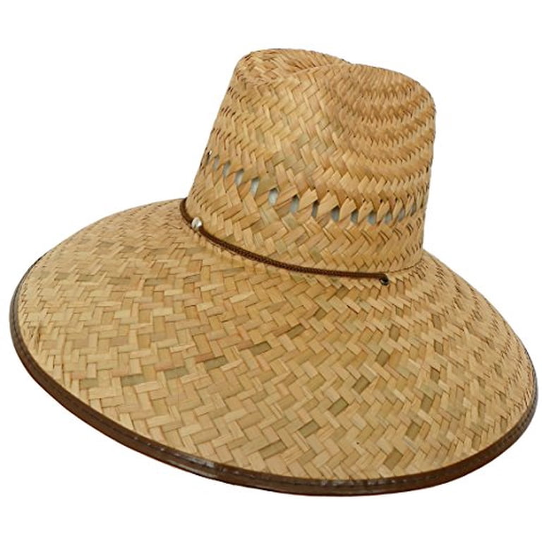 NATURAL Straw Summer HAT Large Brim Sombrero BEACH GARDENING LIFEGUARD Concho 78 New With Box Tags
