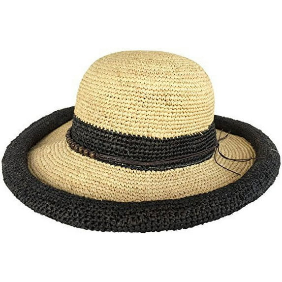 Headchange Women's Kettle Brim Raffia Hat (Black)